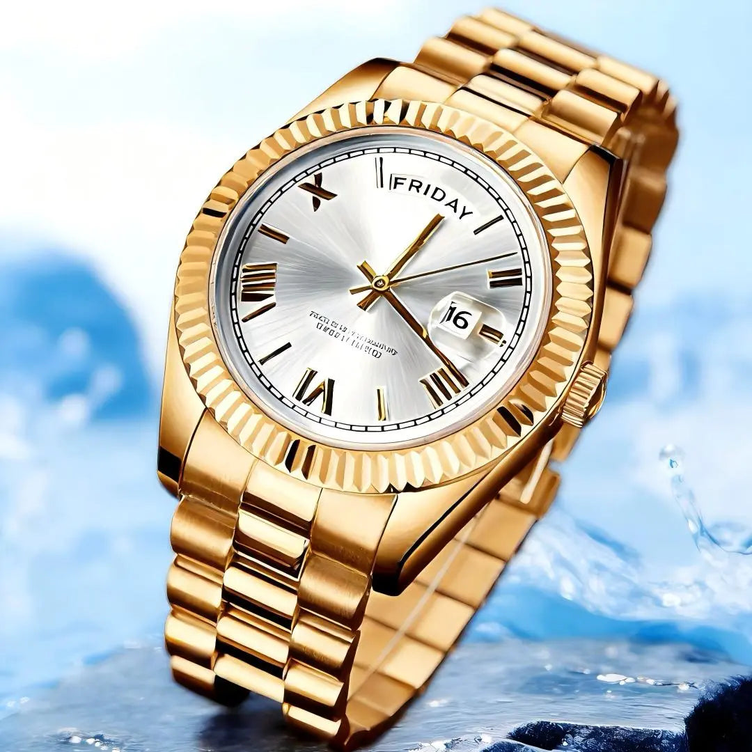 Classic Men'S Business Quartz Wristwatch round Dial with Date, Elegant All-Match Watch with Gift Box, Perfect Gift for Daily and Party Tiktokshopspringglowup