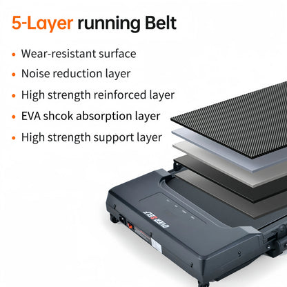 OVER SELF Portable Treadmill with Handlebars - 300 lbs Load Capacity, Foldable Walking Mat with Carpet Protection, Remote Control Exercise Machine, Multifunctional Fitness Equipment