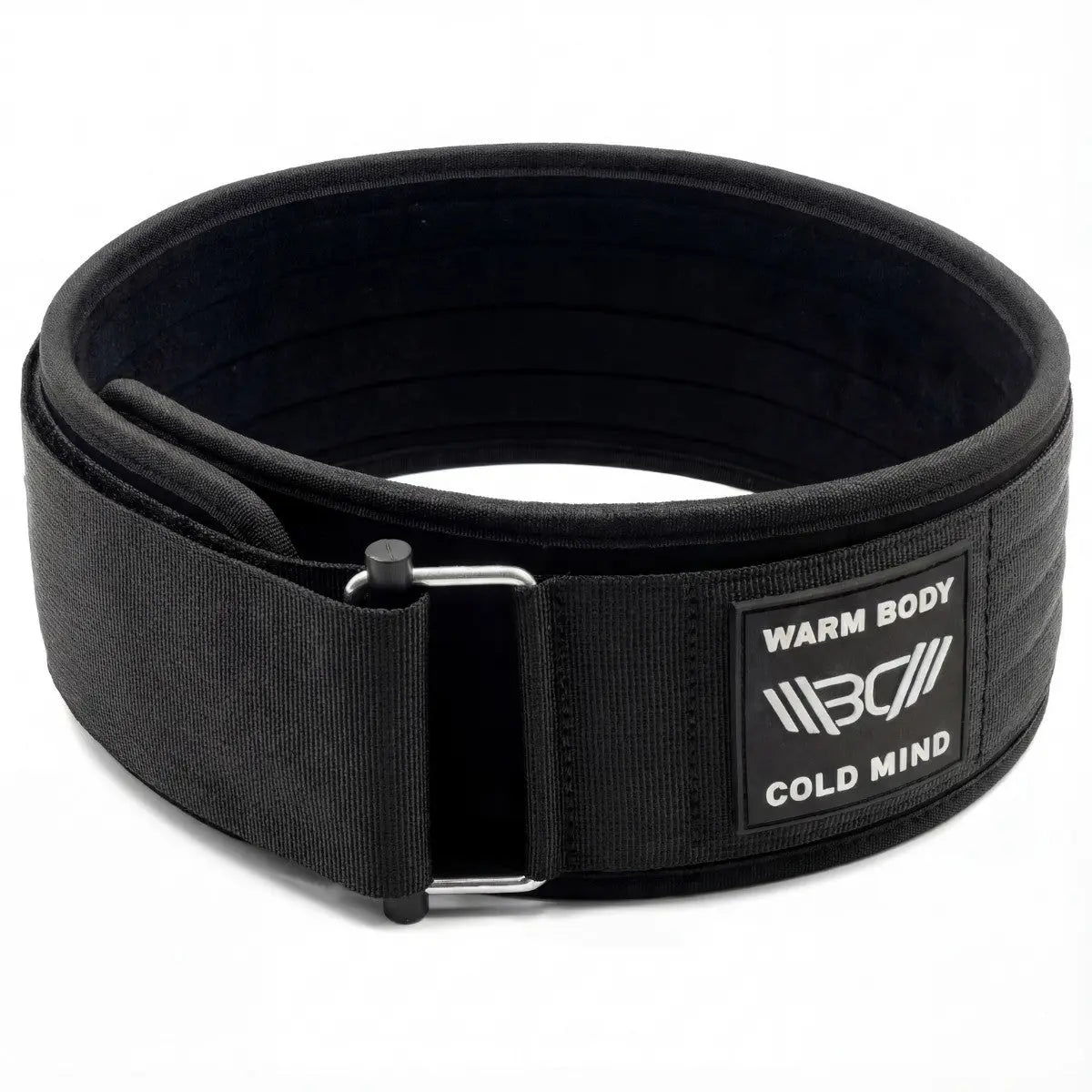 WARM BODY COLD MIND Black Nylon Weightlifting Belt 2.0 with Velcro Strap for Powerlifting and Functional Training - 7mm and 5mm Variations, Lightweight Design for Enhanced Core Stability and Back Support, Quick Adjustable Fit for Gym Sessions