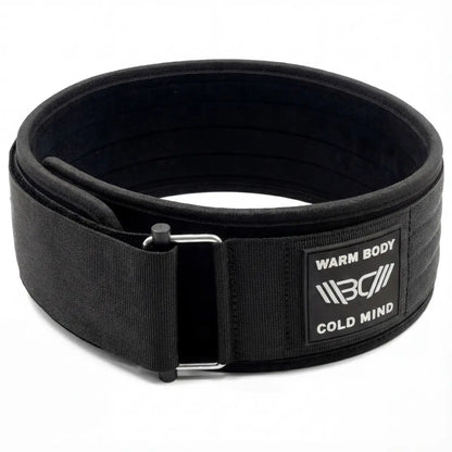 WARM BODY COLD MIND Black Nylon Weightlifting Belt 2.0 with Velcro Strap for Powerlifting and Functional Training - 7mm and 5mm Variations, Lightweight Design for Enhanced Core Stability and Back Support, Quick Adjustable Fit for Gym Sessions