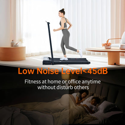 OVER SELF Portable Treadmill with Handlebars - 300 lbs Load Capacity, Foldable Walking Mat with Carpet Protection, Remote Control Exercise Machine, Multifunctional Fitness Equipment