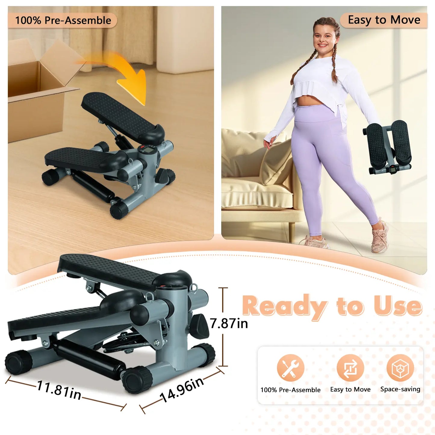 Stair Stepper Machine, Mini Stair Steppers with Resistance Bands for Exercise at Home, Suitable for Beginner#Summervibes Summervibes