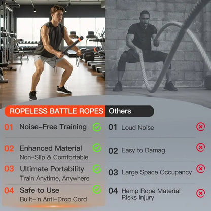 Soulyis Wireless Weighted Battle Ropes - Cordless HIIT at Home Gym Equipment, Full-Body Low-Impact Exercise Accessory for All Fitness Levels
