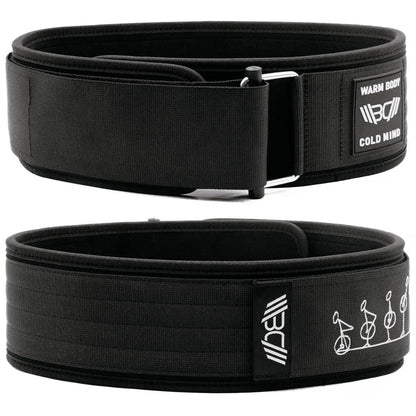 WARM BODY COLD MIND Black Nylon Weightlifting Belt 2.0 with Velcro Strap for Powerlifting and Functional Training - 7mm and 5mm Variations, Lightweight Design for Enhanced Core Stability and Back Support, Quick Adjustable Fit for Gym Sessions