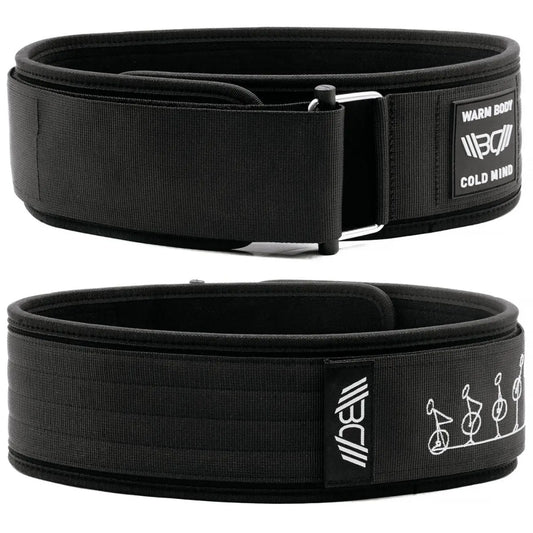 WARM BODY COLD MIND Black Nylon Weightlifting Belt 2.0 with Velcro Strap for Powerlifting and Functional Training - 7mm and 5mm Variations, Lightweight Design for Enhanced Core Stability and Back Support, Quick Adjustable Fit for Gym Sessions