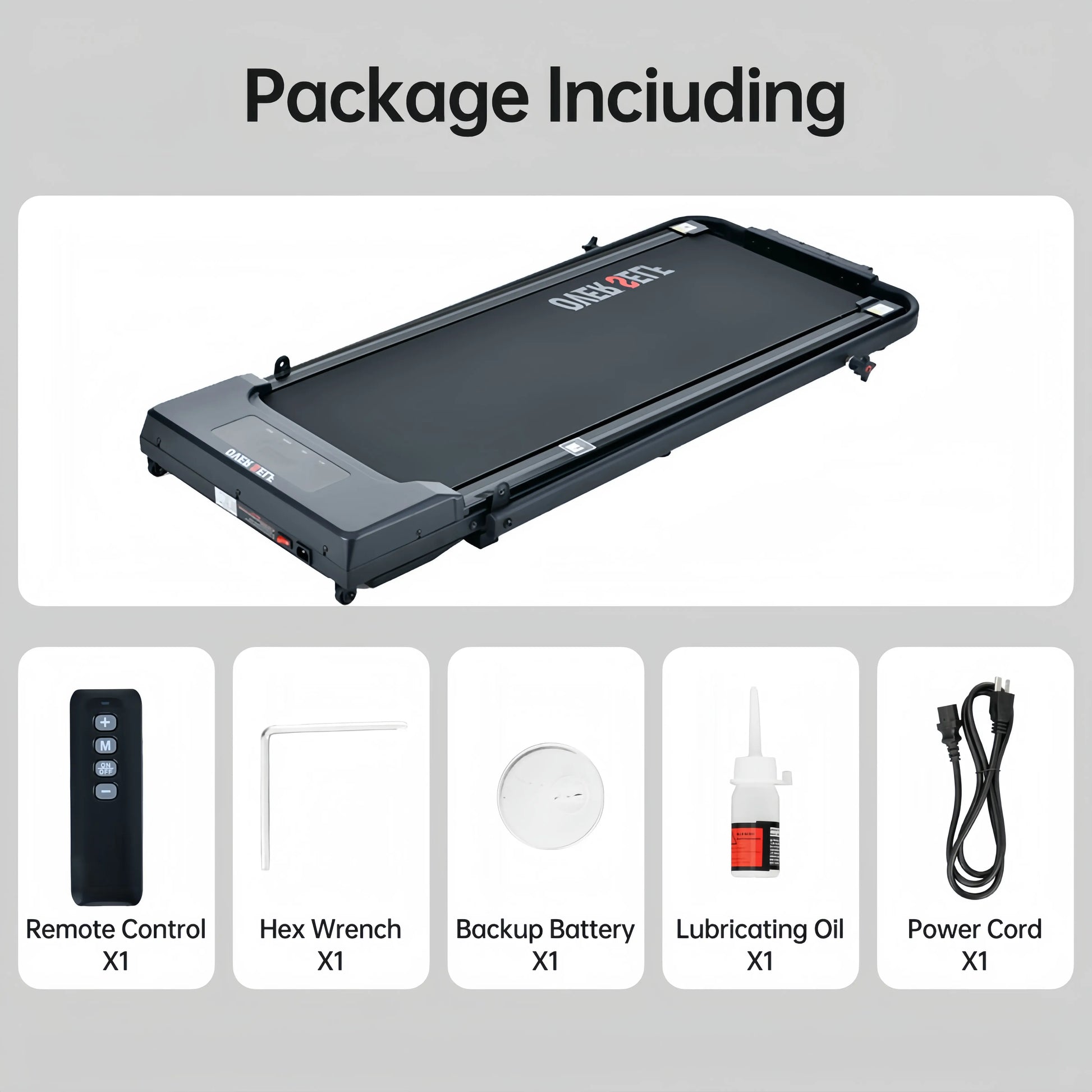 OVER SELF Portable Treadmill with Handlebars - 300 lbs Load Capacity, Foldable Walking Mat with Carpet Protection, Remote Control Exercise Machine, Multifunctional Fitness Equipment