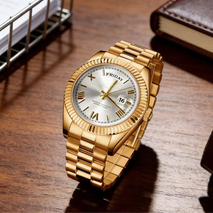 Classic Men'S Business Quartz Wristwatch round Dial with Date, Elegant All-Match Watch with Gift Box, Perfect Gift for Daily and Party Tiktokshopspringglowup