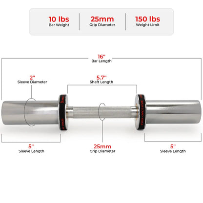 Sunny Health & Fitness Olympic Dumbbell Bar - 16" & 20"