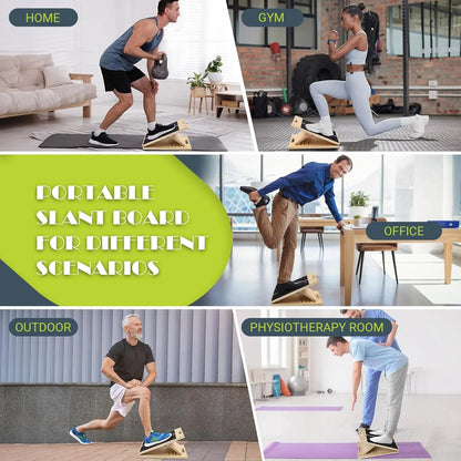 Portable Wooden Slant Board for Calf Stretching and Squats - Adjustable Incline Board for Physical Therapy, Pilates, and Leg Rehabilitation